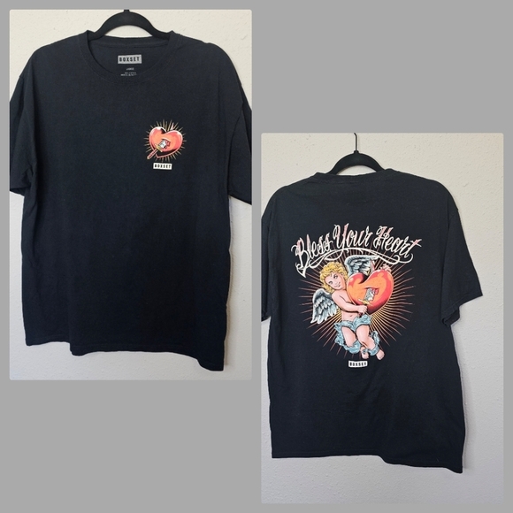 Boxset Mens Black Tee Shirt Large Bless Your Heart Graphic Cherub Angel Biker‎ - Picture 1 of 11